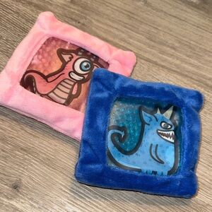 Set of 2 Boo Boo Gel Heat or Cold Ice Packs Pink and Blue w/Plush Covers